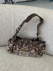 Vintage Brown Guess Monogram Shoulder Bag