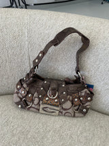 Vintage Brown Guess Monogram Shoulder Bag