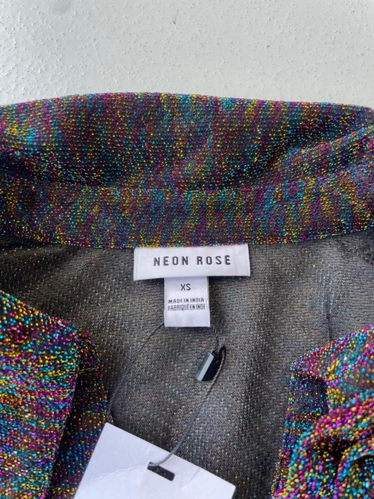 Neon rose black sparkly top