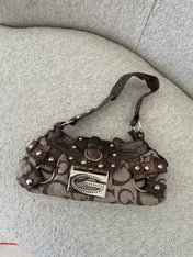 Vintage Brown Guess Monogram Shoulder Bag