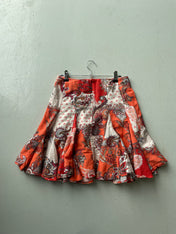 Vintage Y2K Red Floral Print Ruffled mini skirt