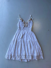 Vintage y2k white cotton broderie lace summer dress