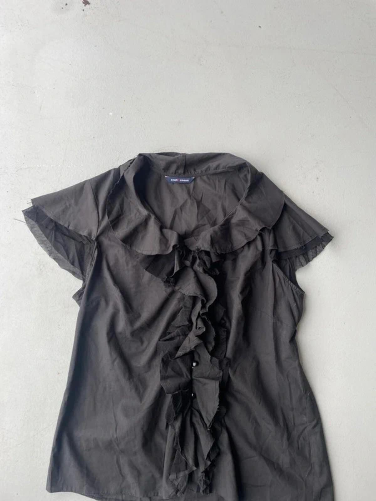 Vintage Y2K black east coast frill blouse