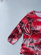 Vintage y2k red leopard print mesh top