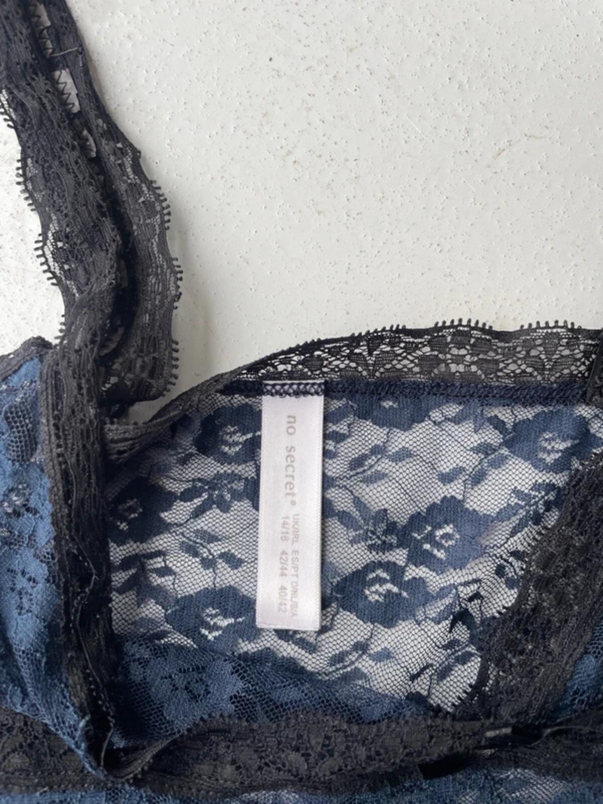 Y2k navy and black lace mesh cami