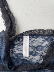 Y2k navy and black lace mesh cami