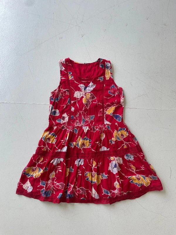 Red floral summer dress