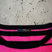 Vintage 00s Jane Norman Pink and Black Striped Bodycon Mini Dress