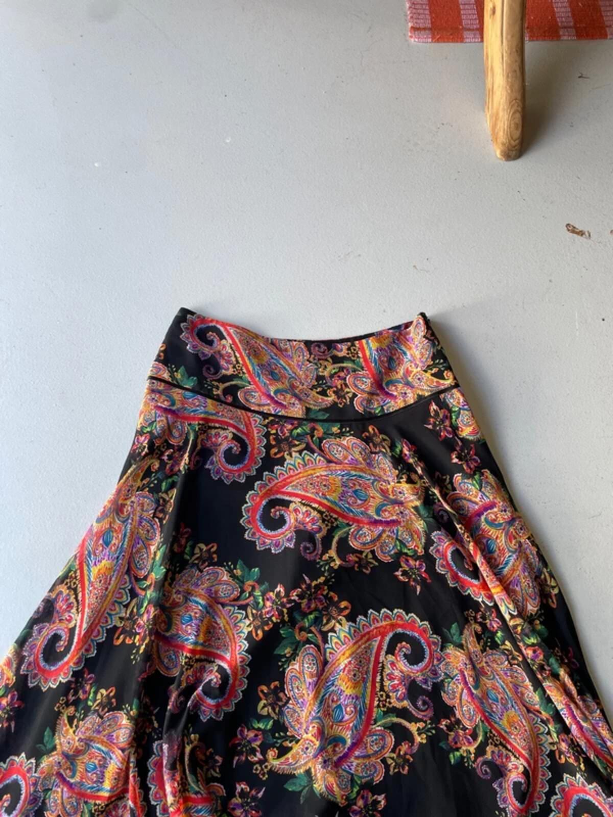 Y2k Peruna Black Paisley Maxi Skirt