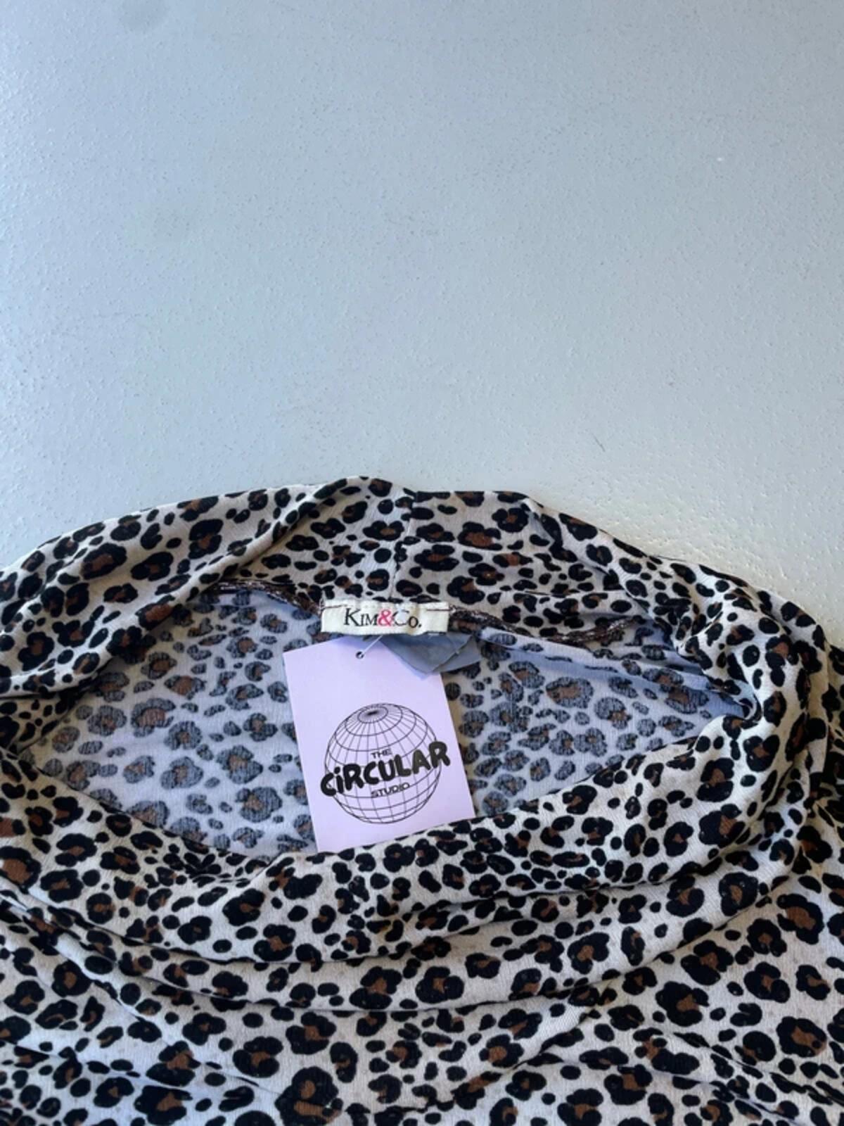 Y2K leopard print cowl neck top