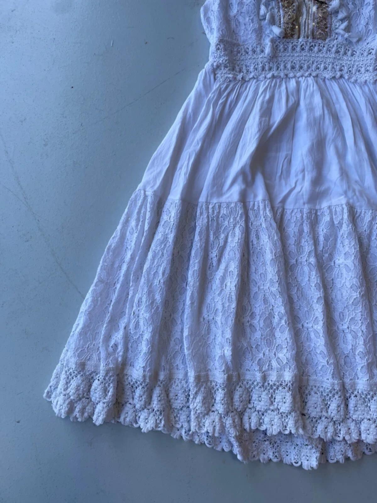 Vintage y2k white cotton broderie lace summer dress
