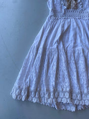 Vintage y2k white cotton broderie lace summer dress