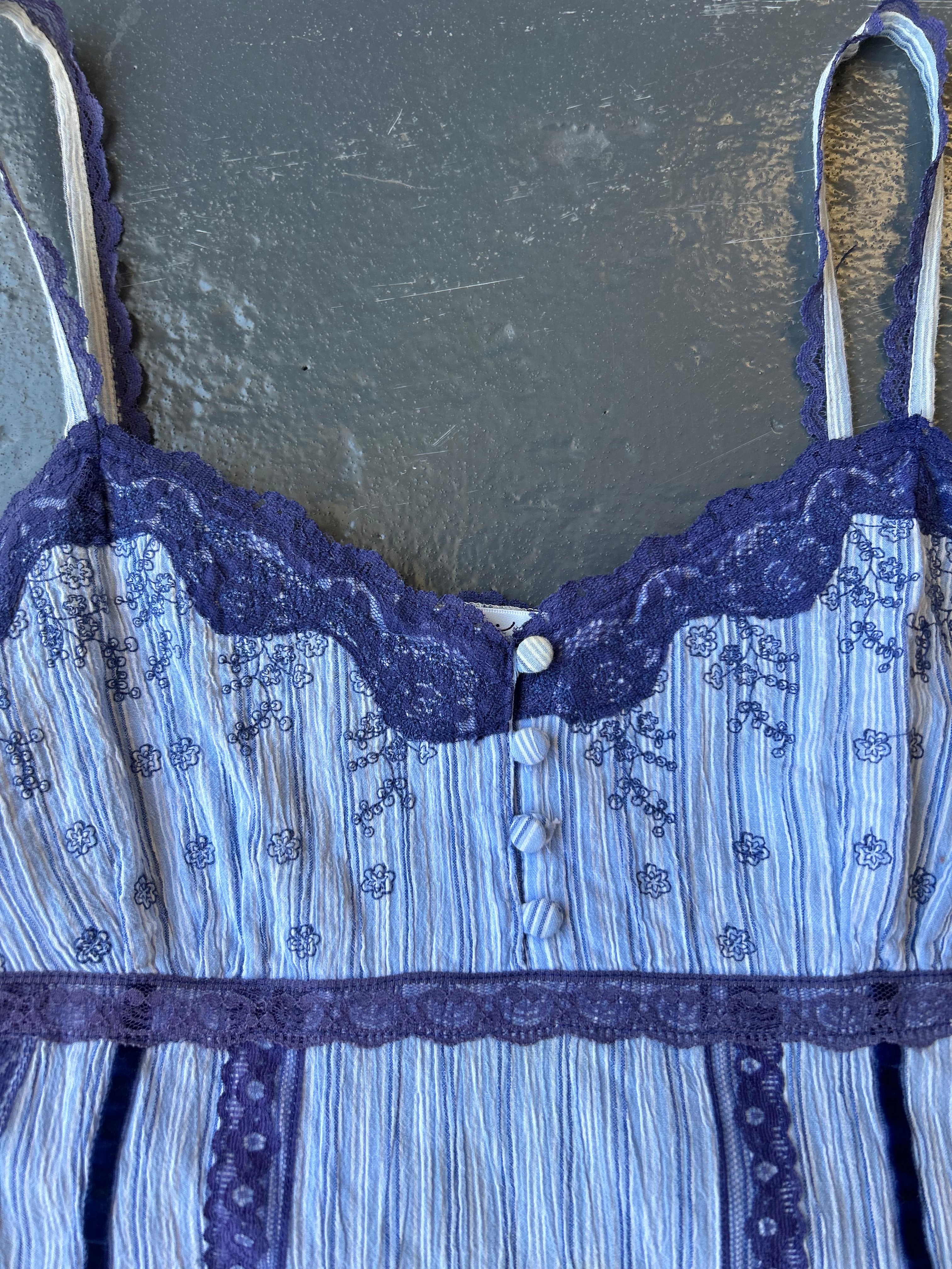 Y2K New look blue stripped cotton cami