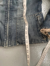 Vintage Y2K principles denim zip up jacket with faux fur trim