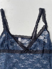 Y2k navy and black lace mesh cami