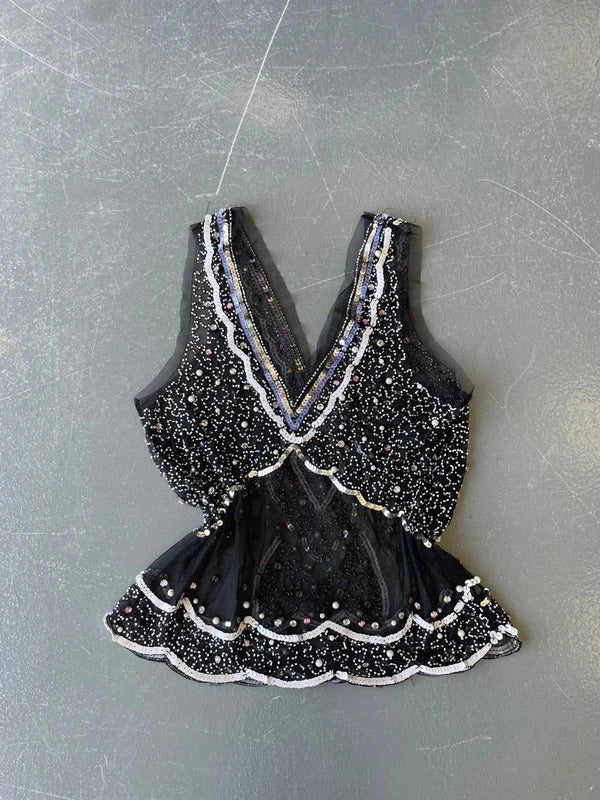 Black Mesh Beaded Cami