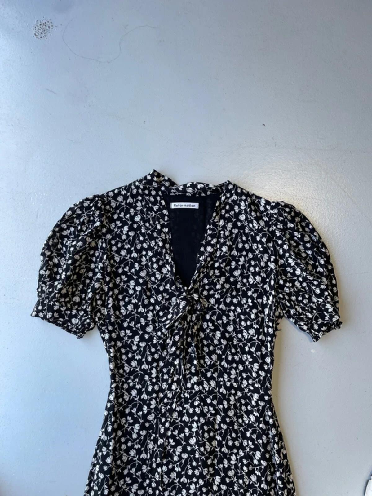 Reformation black and white floral summer dress