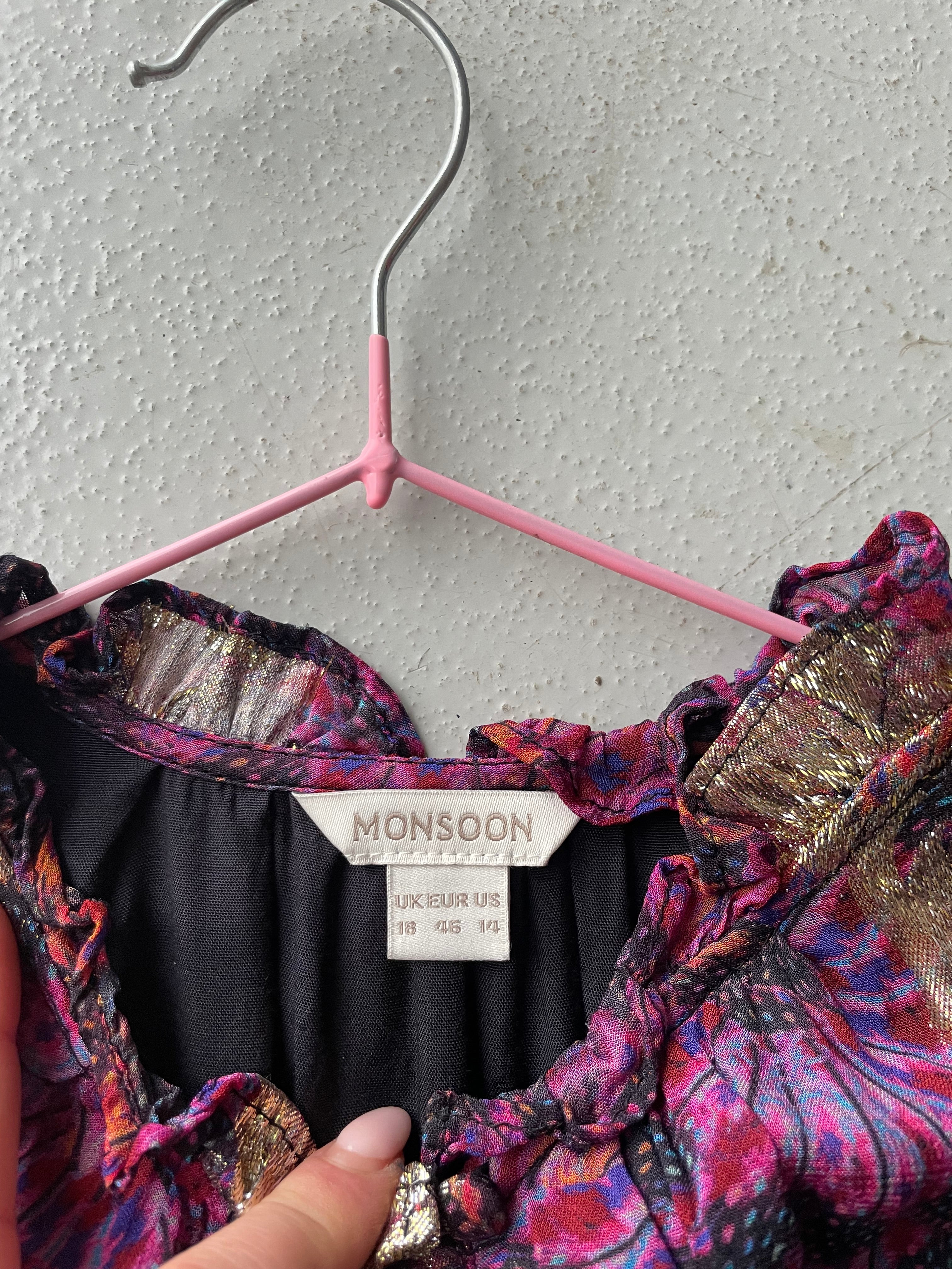 Monsoon Purple Floral Print Dress