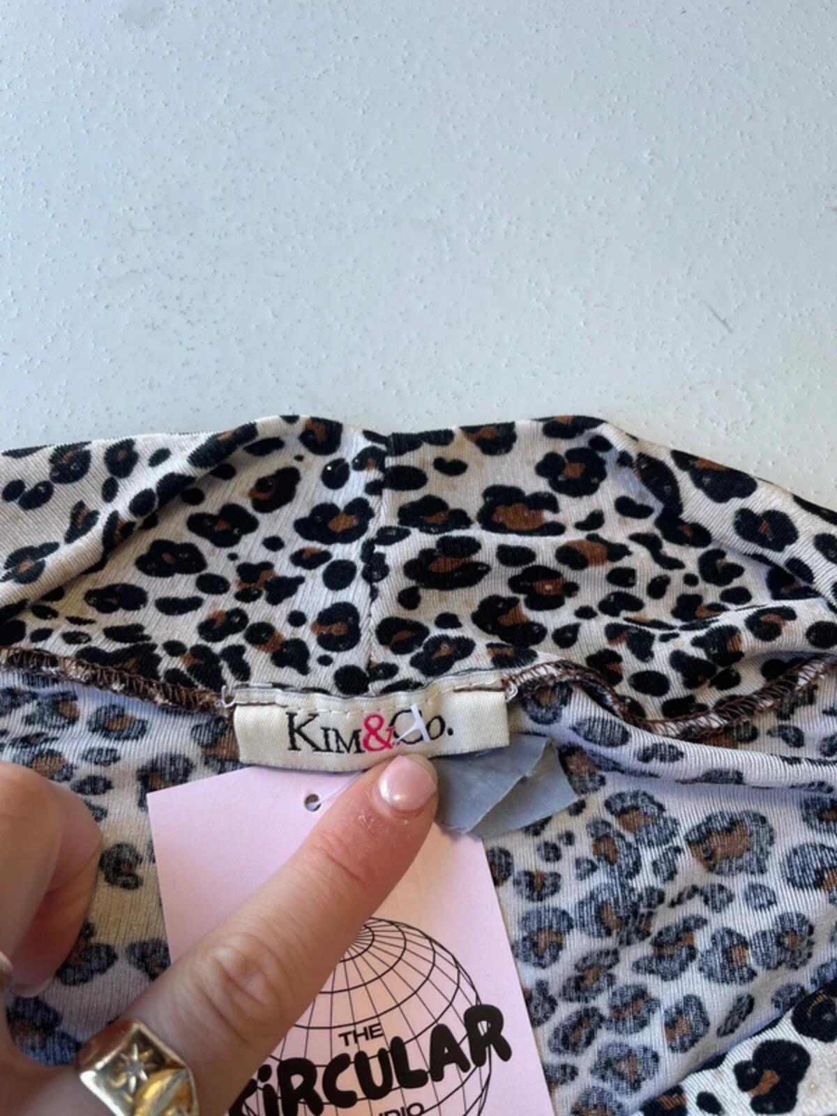 Y2K leopard print cowl neck top