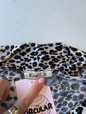 Y2K leopard print cowl neck top
