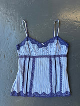 Y2K New look blue stripped cotton cami