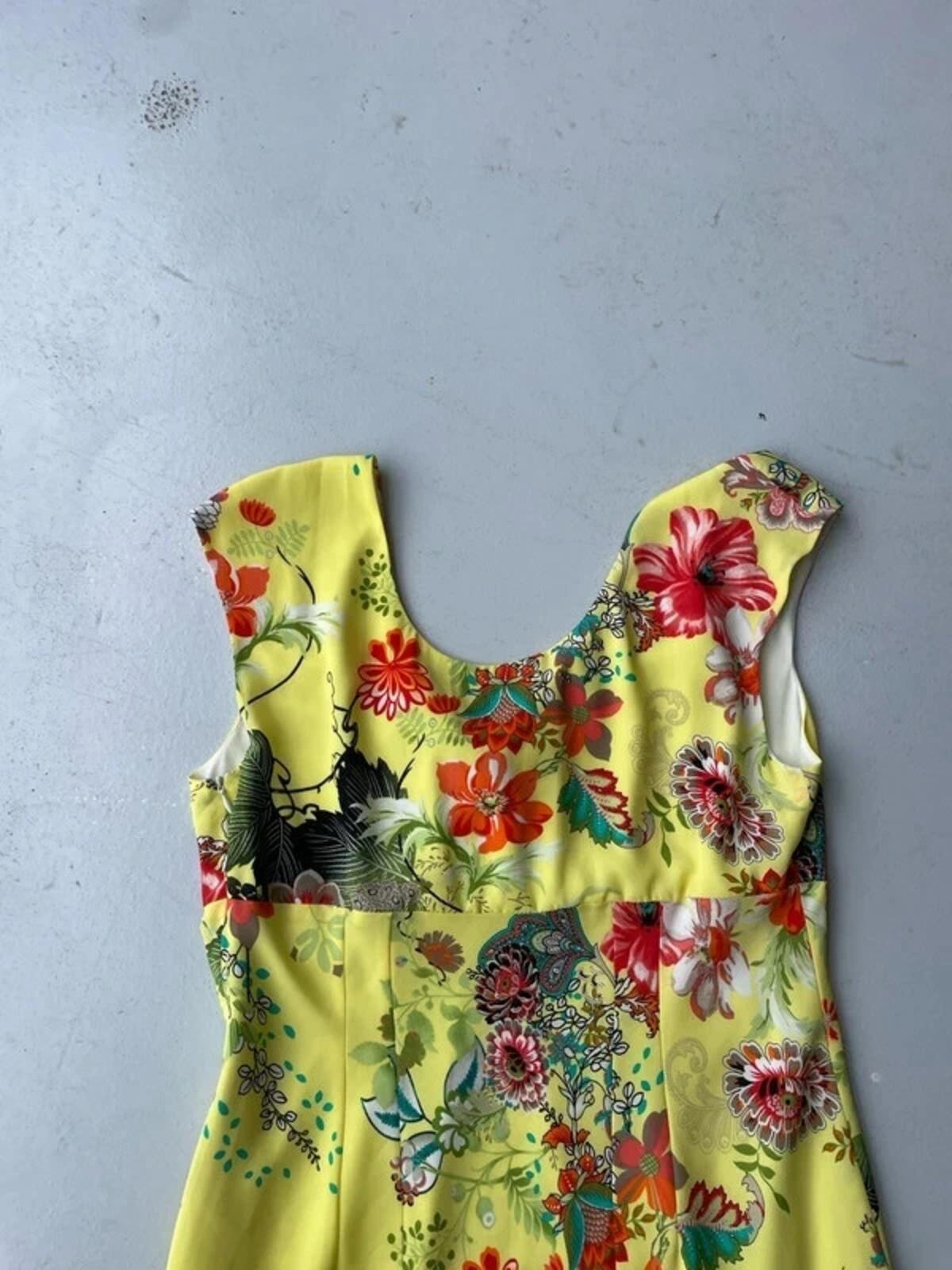 Vintage Y2K yellow floral floaty dress