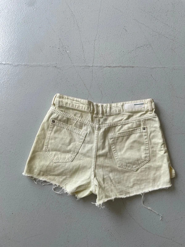 Zara Pale Yellow Denim Shorts