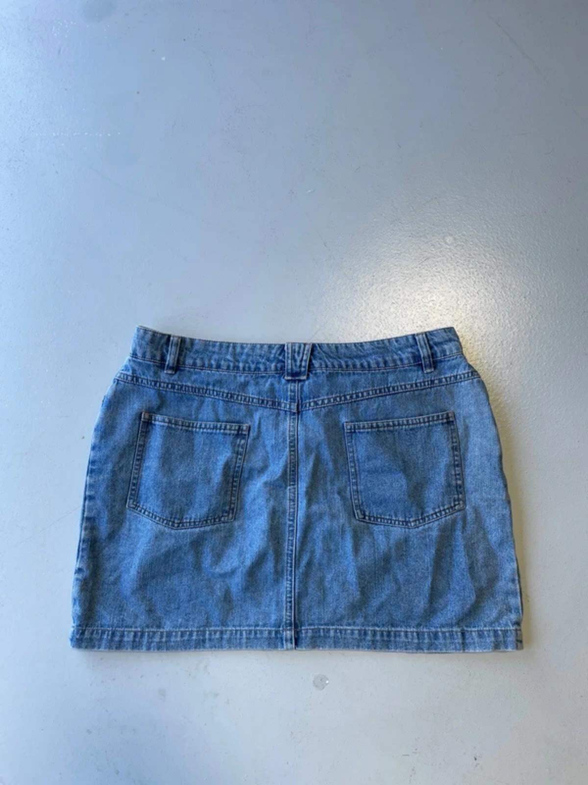 Light blue denim mini skirt