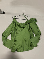 M&S Green Satin Asymmetrical Top