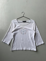 Vintage Y2K Dorothy Perkins White Love Heart Top