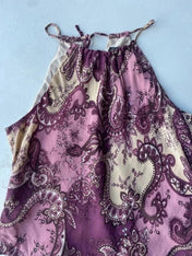 Vintage Y2K purple paisley halter neck cami