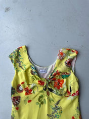 Vintage Y2K yellow floral floaty dress