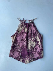 Vintage Y2K purple paisley halter neck cami