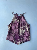 Vintage Y2K purple paisley halter neck cami