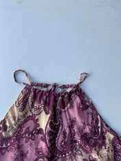 Vintage Y2K purple paisley halter neck cami