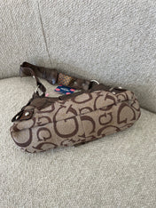 Vintage Brown Guess Monogram Shoulder Bag