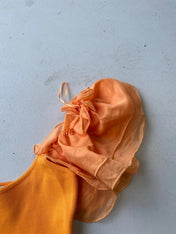 Zara orange ruffled top
