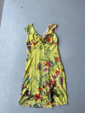 Vintage Y2K yellow floral floaty dress