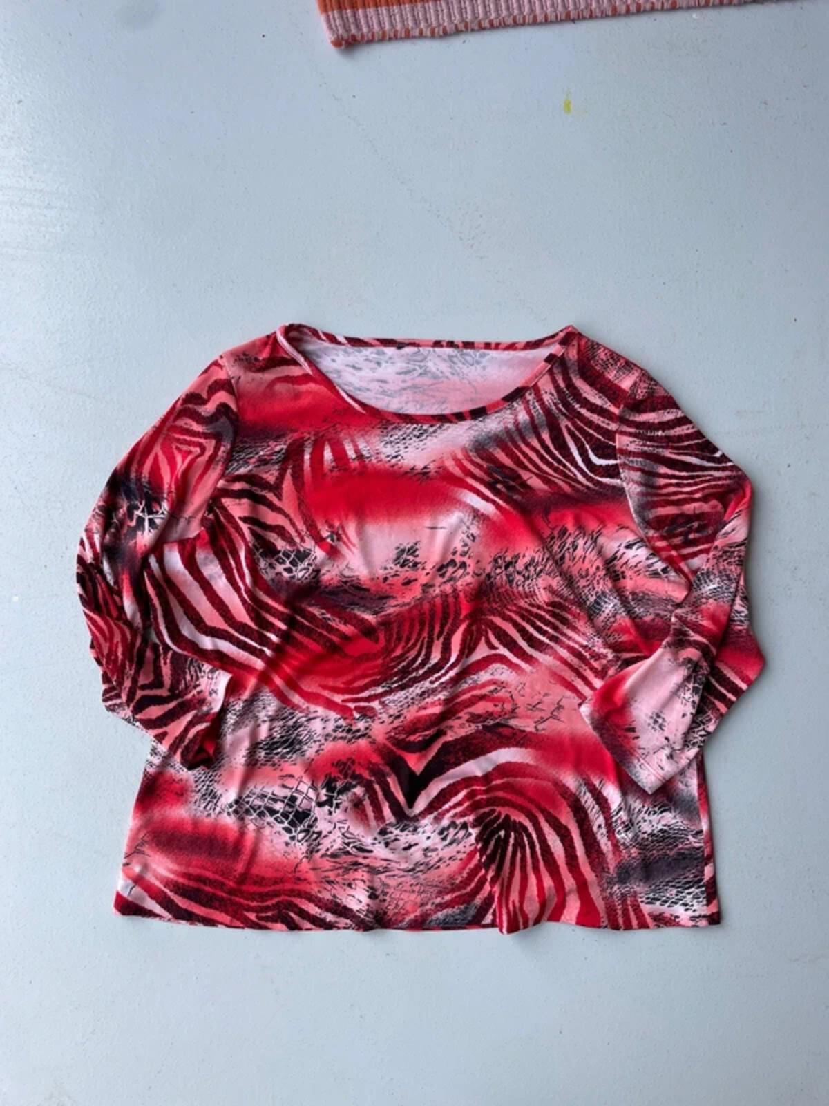 Vintage y2k red leopard print mesh top