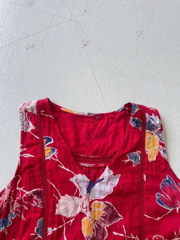 Red floral summer dress