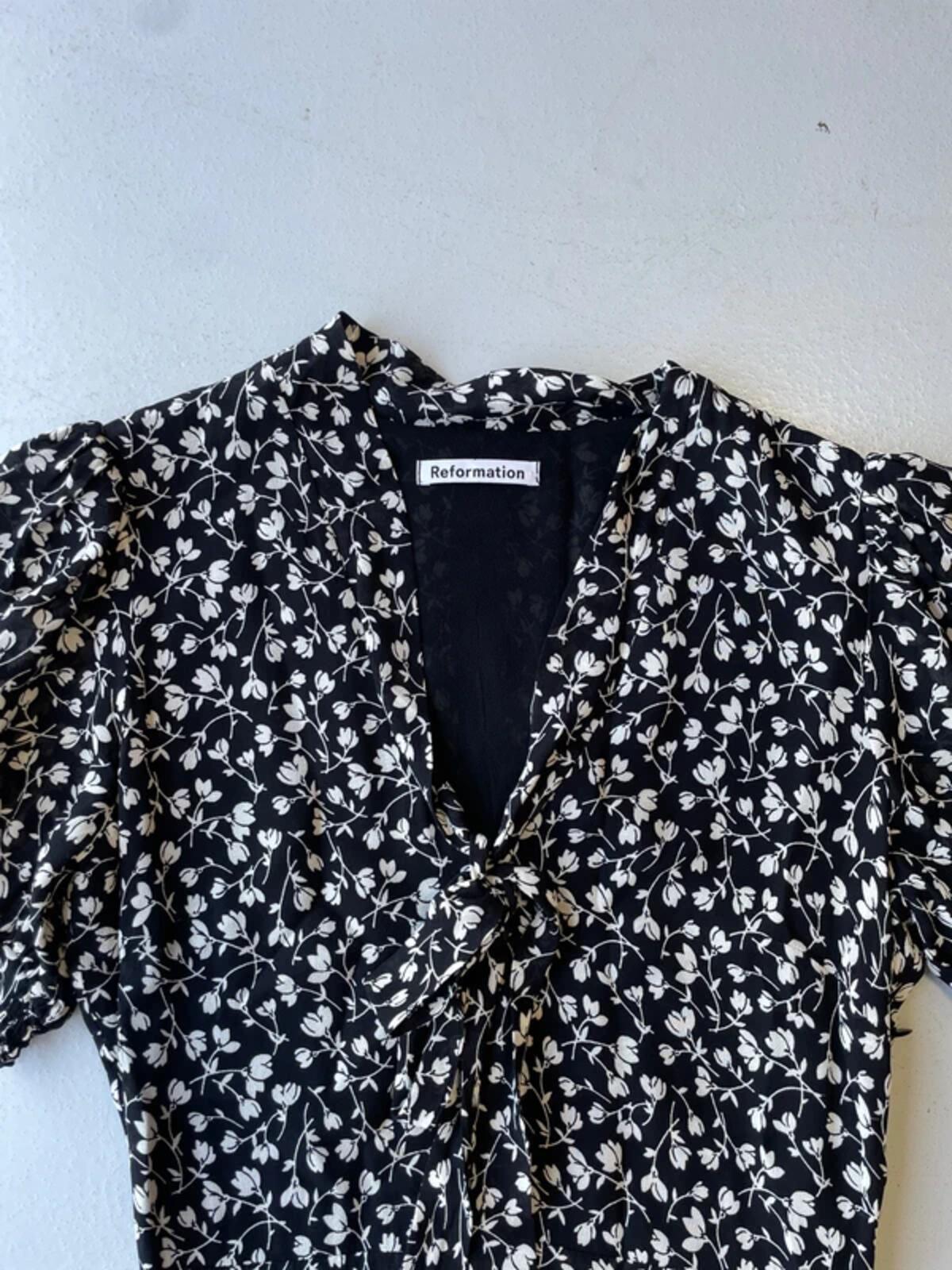 Reformation black and white floral summer dress
