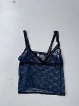 Y2k navy and black lace mesh cami