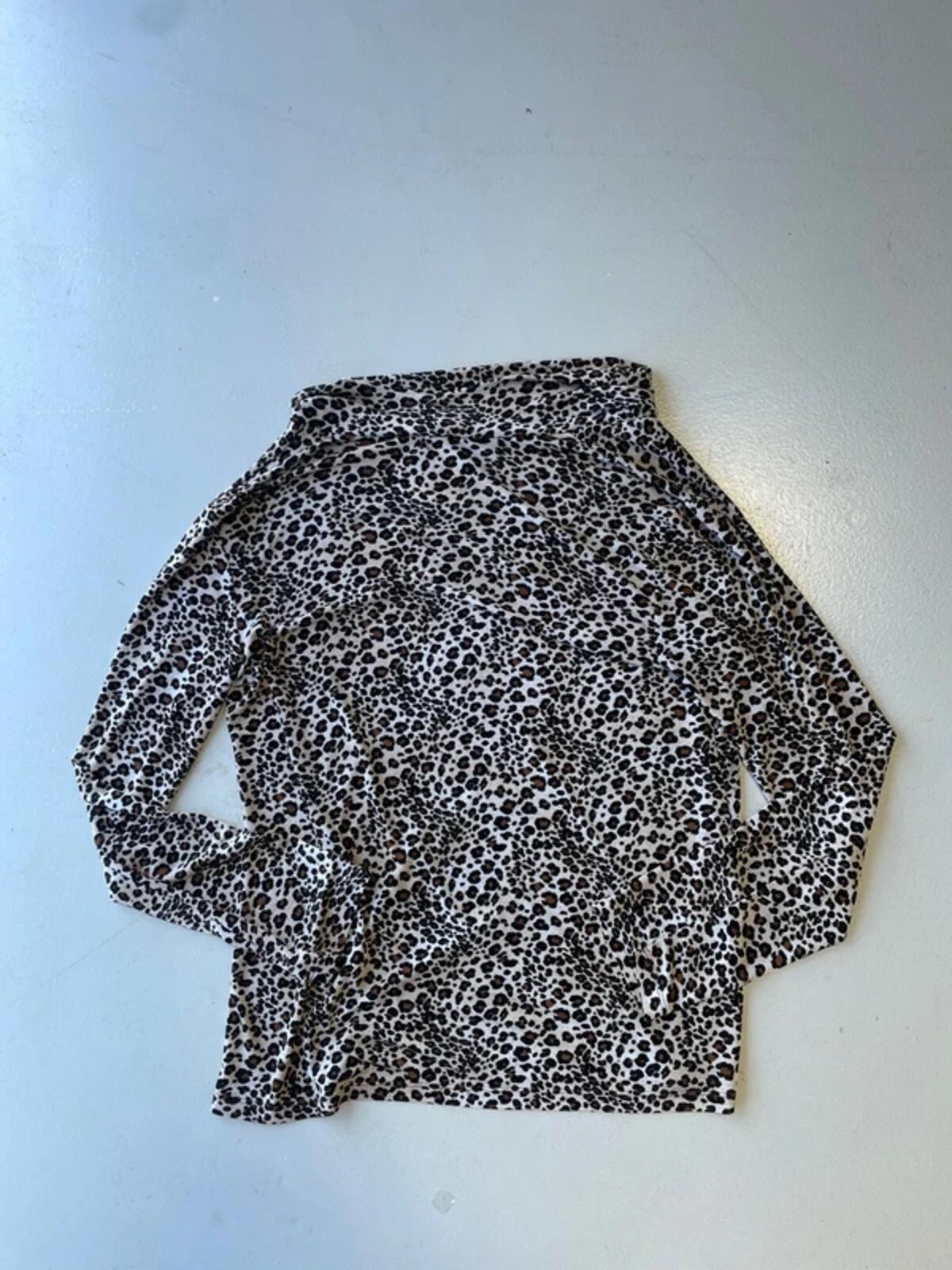 Y2K leopard print cowl neck top