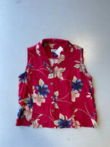 Vintage red hawaiian print button up vest