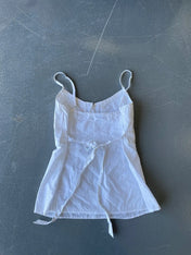 Vintage white, lace and cotton cami with tie back
