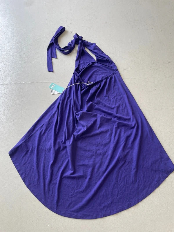 Deadstock Animal halter neck flowy maxi dress with seahorse print