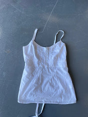 Vintage white, lace and cotton cami with tie back
