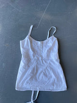 Vintage white, lace and cotton cami with tie back