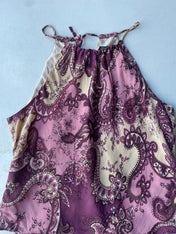 Vintage Y2K purple paisley halter neck cami