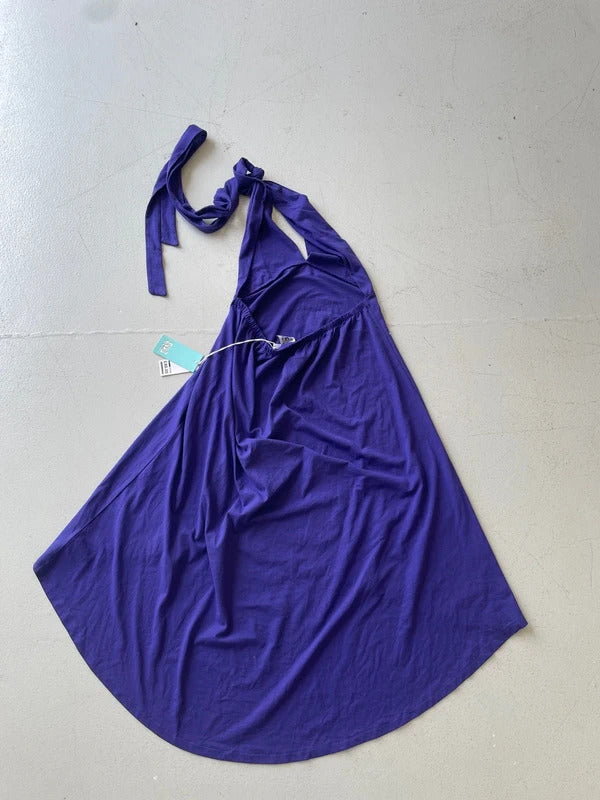 Deadstock Animal halter neck flowy maxi dress with seahorse print